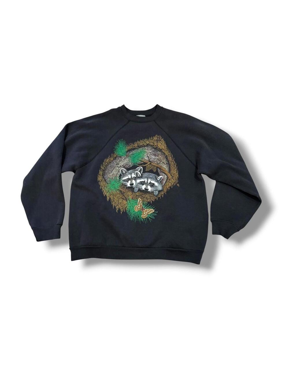 Black Vintage Racoons in Tree Sweatshirt